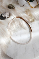 Kristal Kuvars ve Hematit Doğaltaşlı Kolye