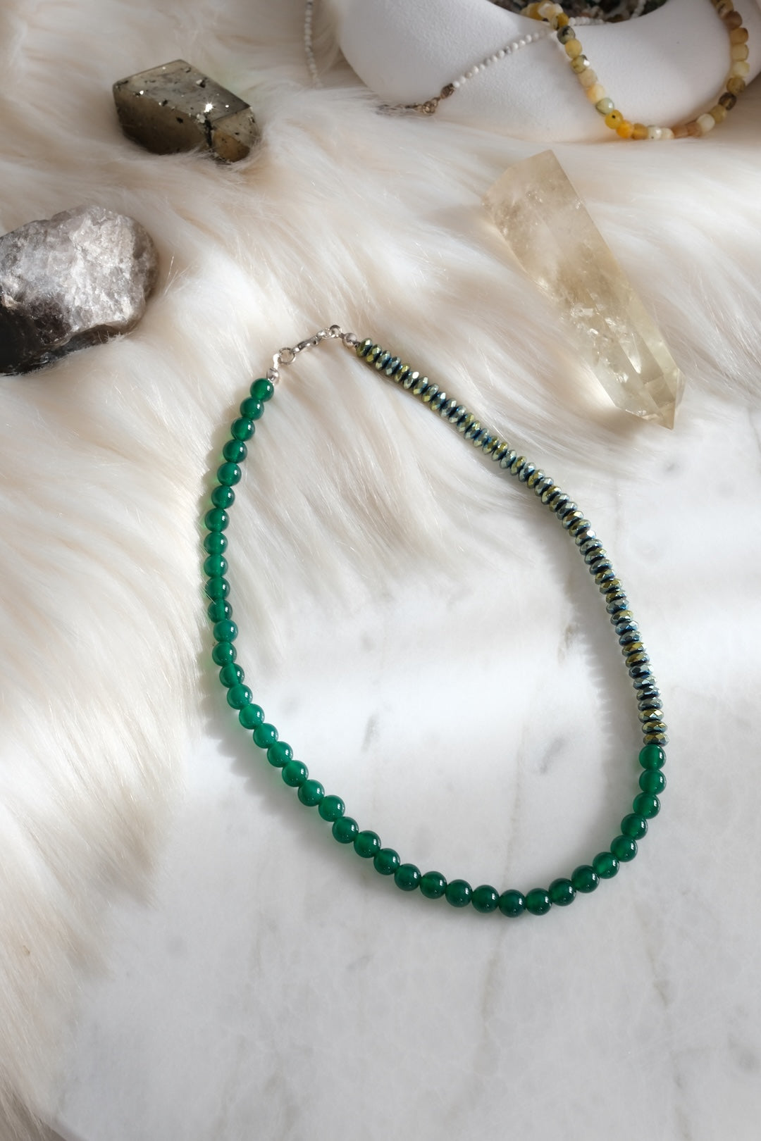 Akik ve Hematit Doğaltaş Kolye