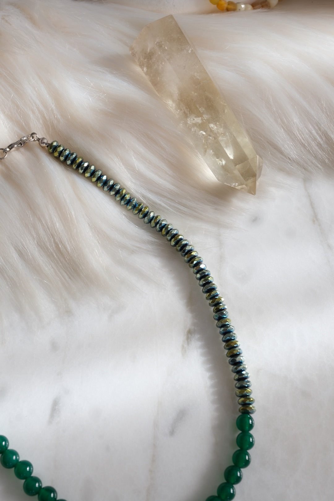 Akik ve Hematit Doğaltaş Kolye