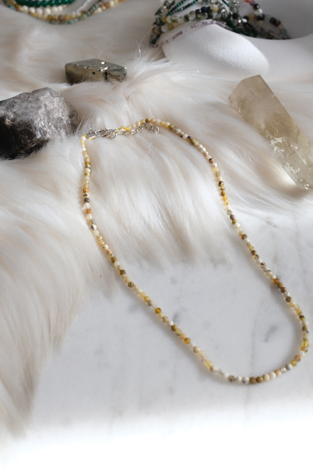 Sarı Opal Faset Doğaltaş Kolye