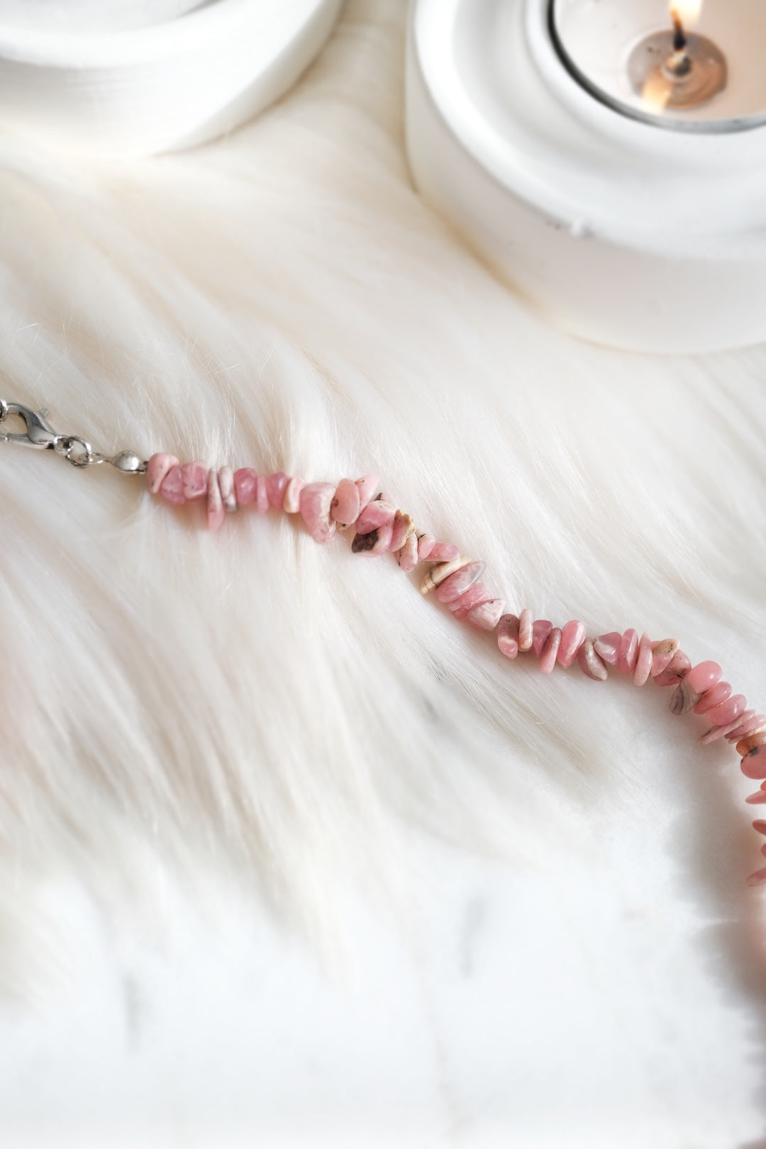 Rodonit Kırık Taş Kolye