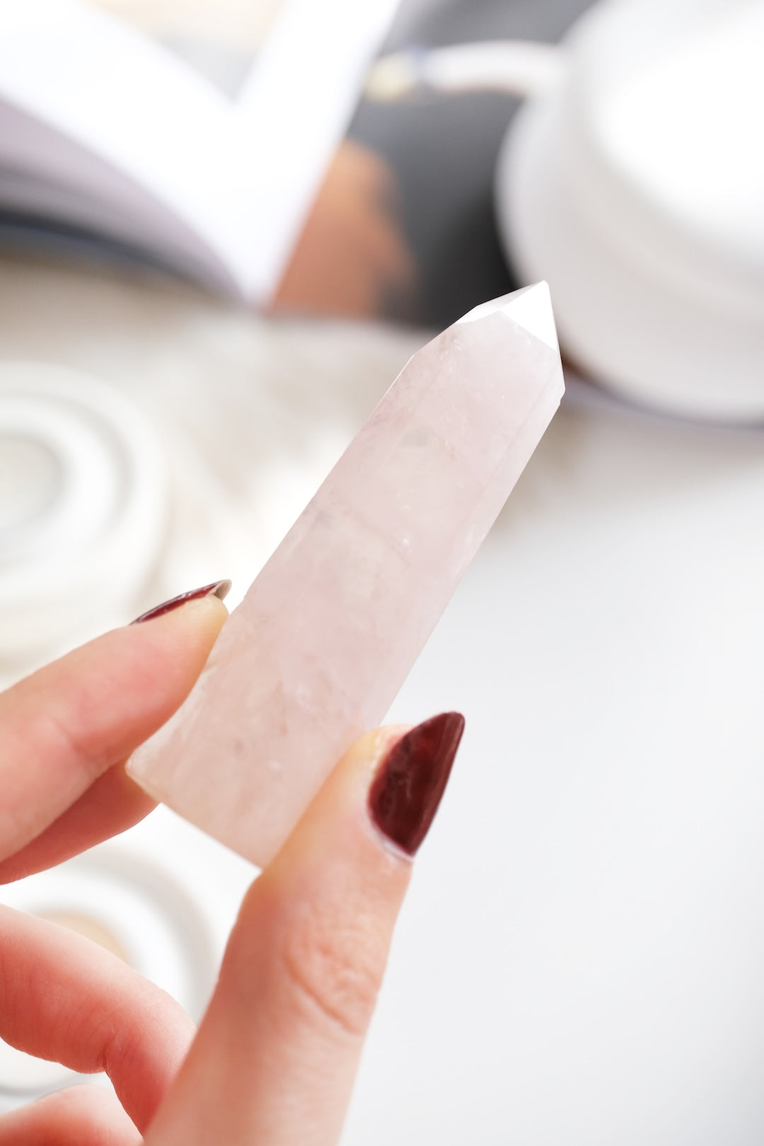 Pembe Kuvars Tek Uçlu Prizma Doğaltaş