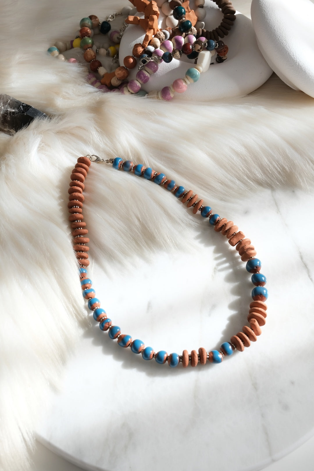 Pozen Boncuk Toprak Tasarım Kolye - I