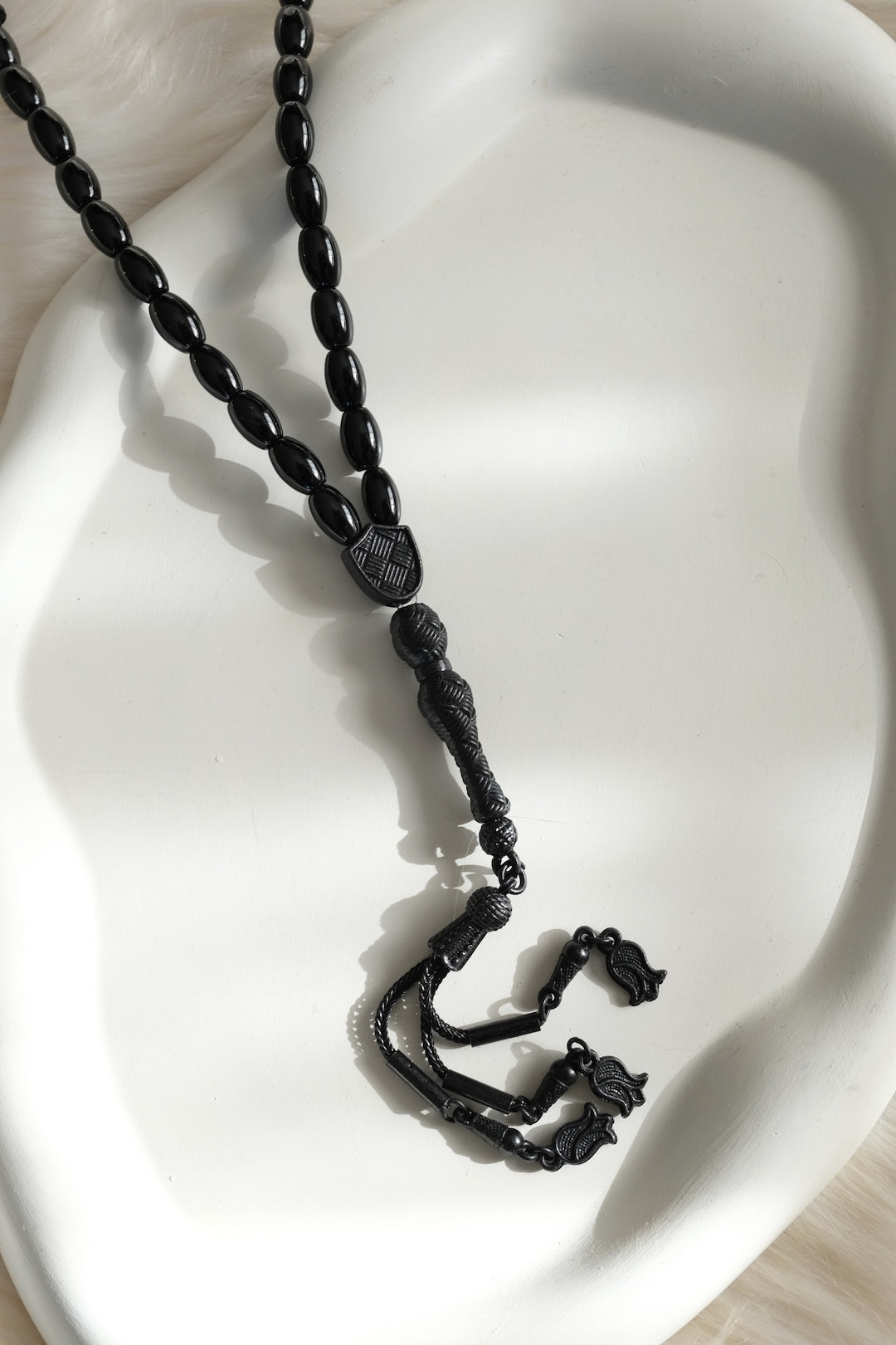 Siyah Akik Doğaltaş Tesbih